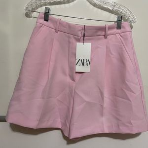 Zara PLEATED HIGH-WAISTED SHORTS